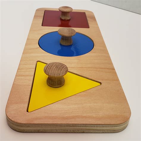 3 Shapes Puzzle - Montessori Wooden Infants Geometric Shapes Puzzle