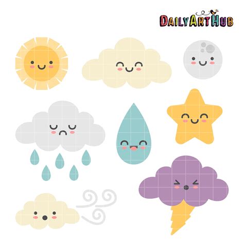 Cute Weather Clip Art Set – Daily Art Hub // Graphics, Alphabets & SVG