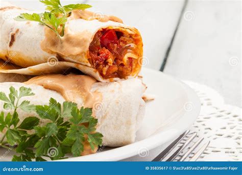 Mexican burritos stock image. Image of dinner, closeup - 35835617