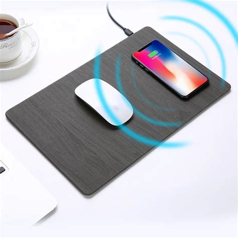 Fast Wireless MousePad Charger,2 in 1 Mouse Pad/Mat Wood With Wireless Charger for iPhone X 8 7 ...