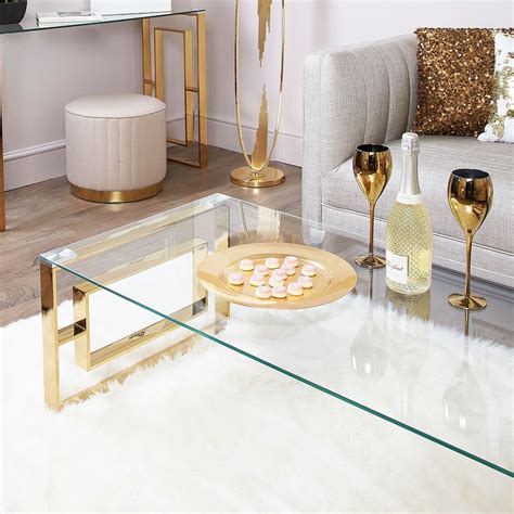 Plaza Gold Contemporary Clear Glass Lounge Coffee Table | Picture Perfect Home | Gold coffee ...