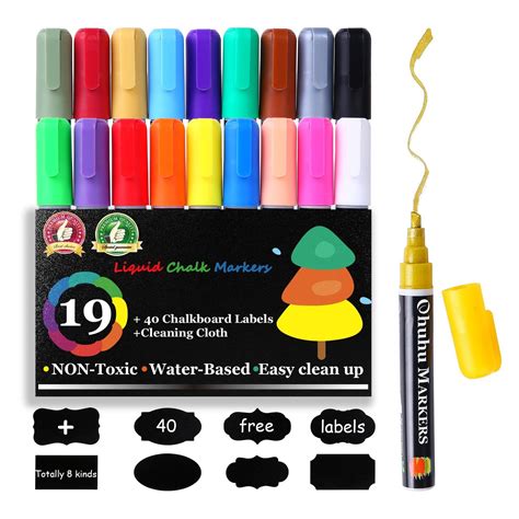 19 Pack Dry Erase Markers Liquid Chalk Markers Pens with Erasable Ink and Reversible Tips, Ohuhu ...