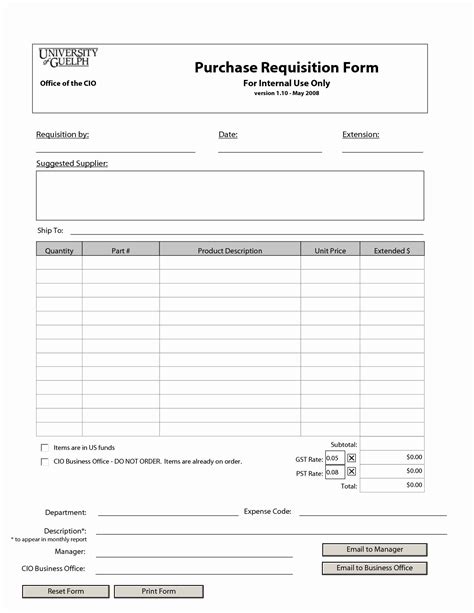 Purchase Order Requisition Form Template ~ MS Excel Templates