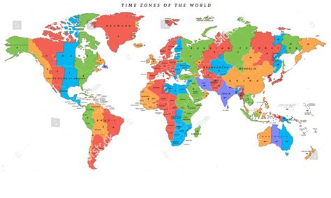 World Map Of Time Zones Printable