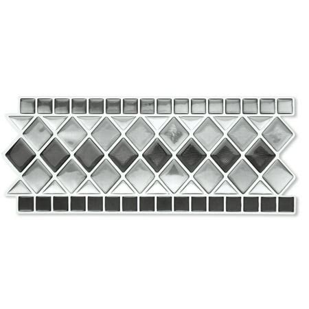 Peel & Stick Backsplash Kitchen Bathroom Wall Tile Borders - Set Of 8, Black And White - Walmart.com