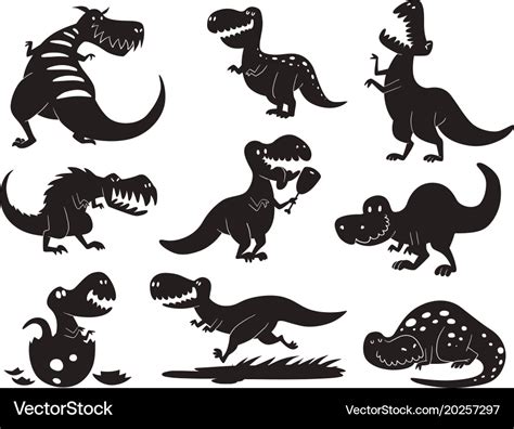 Dinosaurs dino silhouette animal Royalty Free Vector Image