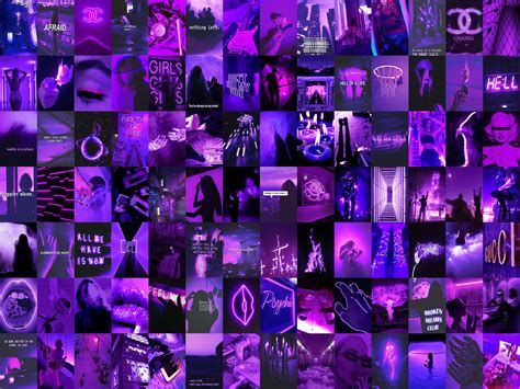 Prints Art & Collectibles | 4x6 Purple Neon Aesthetic Photo Collage Euphoria Purple Wall Collage ...