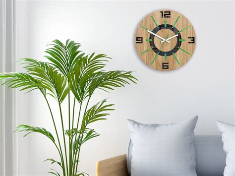 Large wall clock green-black with a silent mechanism AlladynWood 33,5cm / 13,19