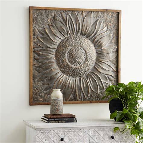 Decmode - Large Framed Metal Sunflower Wall Decor, 39" x 39" - Walmart.com - Walmart.com