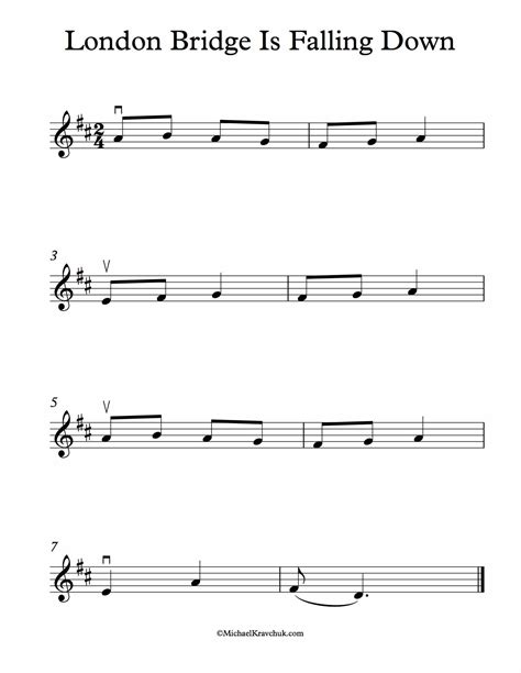 Free Violin Sheet Music – London Bridge is Falling Down – Michael Kravchuk