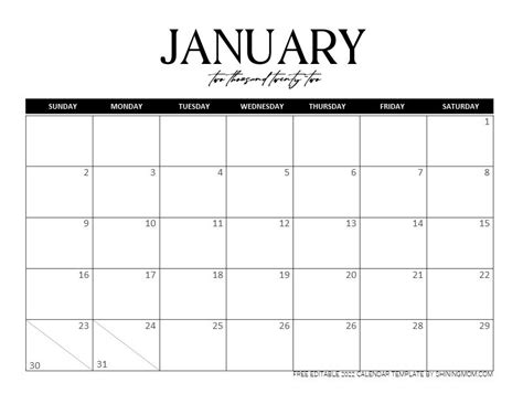 Free Fully Editable 2022 Monthly Calendar Template in Word Monthly Schedule Template, Editable ...