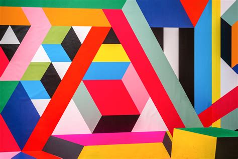 Orren Ellis Colorful Geometric Shapes, Street Art - Wrapped Canvas Print | Wayfair