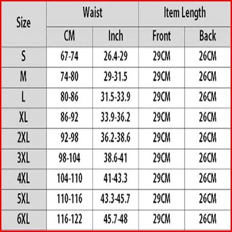 What Waist Size Chart