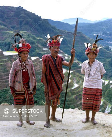 Ifugao people, members of an ethnic group wearing traditional costumes ...