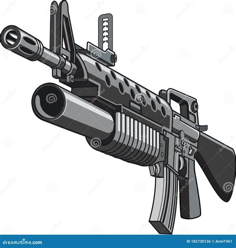 American Automatic Assault Rifle With Grenade Launcher Vector Illustration | CartoonDealer.com ...