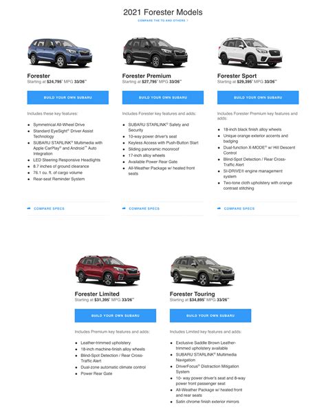 2021 Subaru Forester Trim Level Comparison | Morrie's Minnetonka Subaru