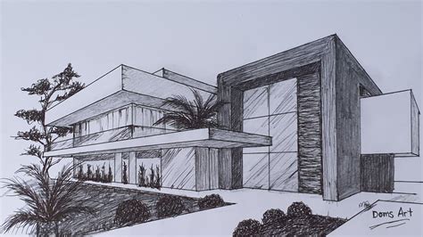 2 Point Perspective Drawing Modern House