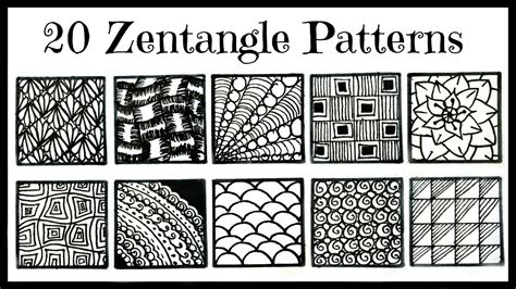 Easy- 20 Zentangle Patterns for Beginners - YouTube