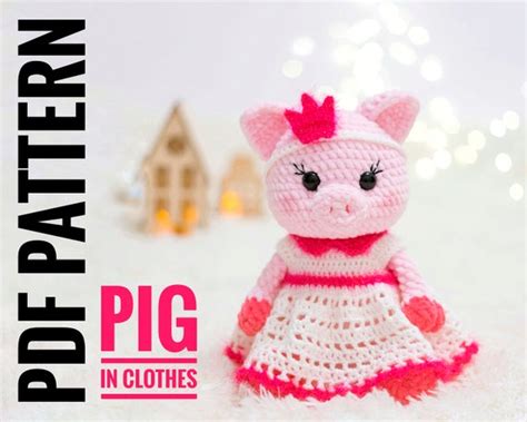 CROCHET PIG in clothes pdf pattern. Amigurumi pig toy pattern. | Etsy