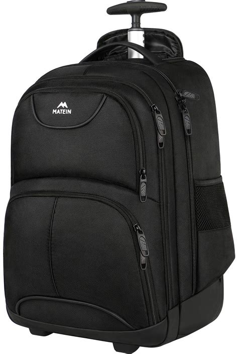 Rolling Backpack, Matein Waterproof College Wheeled Travel Backpack, Black | eBay