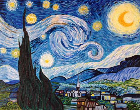 Hand Painted Vincent van Gogh Starry Night Reproduction By JPK