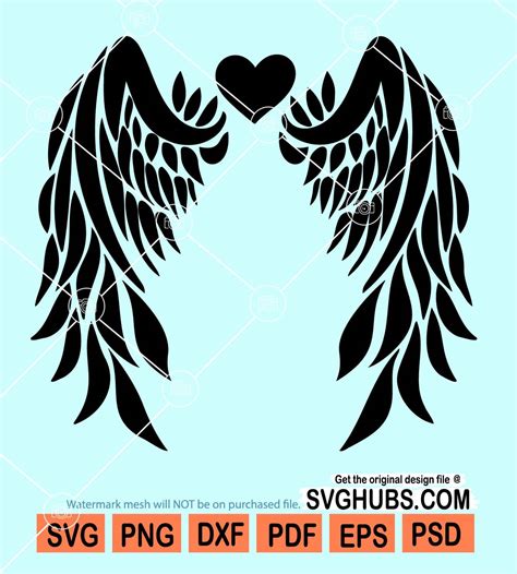 Guardian Angel Wings Heart Svg