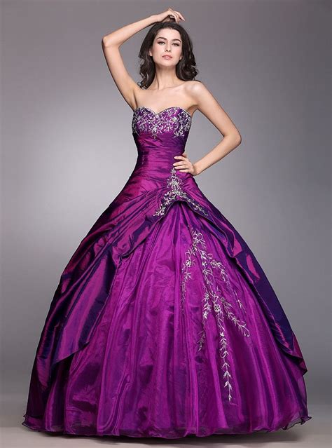 2015 New Purple Quinceanera Dresses Sweet 16 Dresses Lace Up Embroidery Sweetheart Taffeta ...