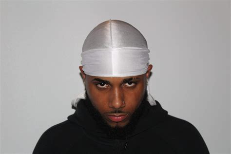 White Silky Durag | Drippy Rags | Durags Headwear Brushes 360 Waves