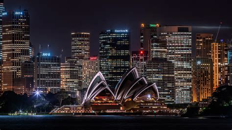 Download Australia City Skyscraper Building Night Sydney Man Made Sydney Opera House 4k Ultra HD ...