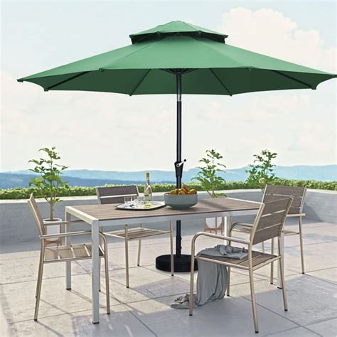 Outdoor Basic 11FT 2 Tiers Market Umbrella Patio Outdoor Table Umbrellas with Crank-Green ...