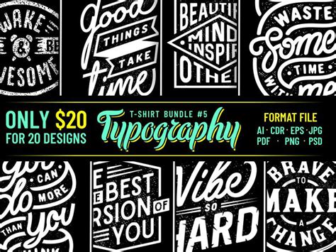 TYPOGRAPHY T-SHIRT DESIGNS BUNDLE PART 5 - Buy t-shirt designs