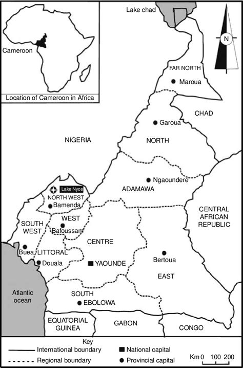 Map of Cameroon showing Lake Nyos | Download Scientific Diagram