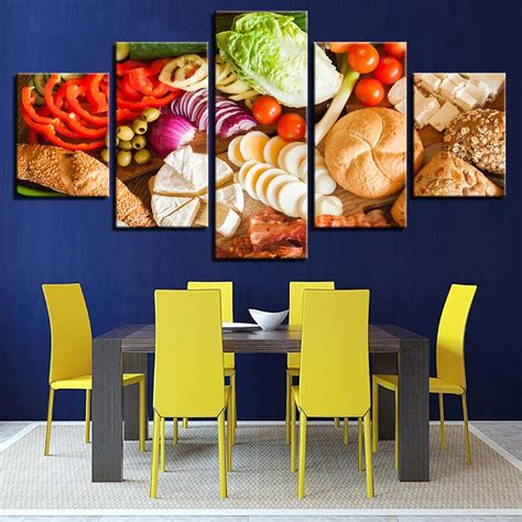 Fruits Foods Kitchen Restaurant – Kitchen 5 Panel Canvas Art Wall Decor – Canvas Storm