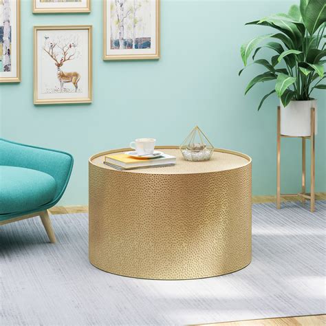 Noble House Corey Modern Hammered Iron Round Coffee Table, Gold - Walmart.com