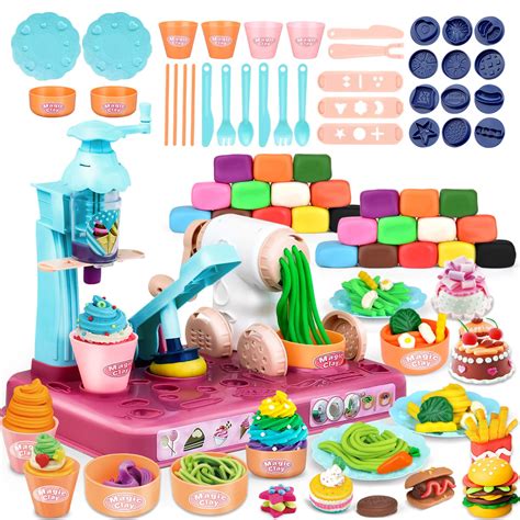 3In1 Play Dough Sets for Kids, 72Pcs Ice Cream Playdough Set Kitchen Creations for Making Noodle ...