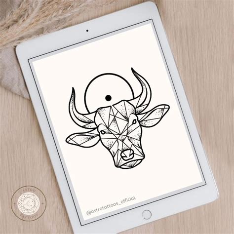 Geometric Bull Taurus Tattoo Design - Astro Tattoos