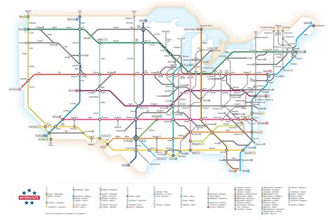 Infographic: U.S. Interstate Highways, as a Transit Map