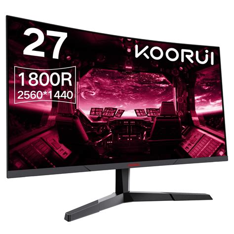 KOORUI 27 inch 144Hz 1ms 2K QHD Curved Gaming Monitor,Adpitive sync,100% sRGB Fast VA Computer ...