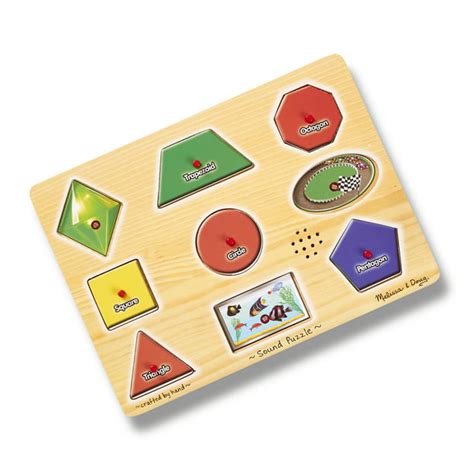 Melissa & Doug Shapes Sound Puzzle - Wooden Peg Puzzle With Sound Effects (9 pcs) - Walmart.com ...