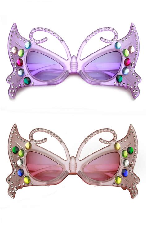 Butterfly Shape Rhinestone Jeweled Party Novelty Costume Glasses