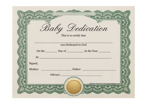 Baby Dedication Certificate Template – Cardtemplate.my.id