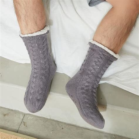 Mens Warm Non Slip Slipper Socks ,Fleece Lined Winter Fuzzy Socks – LoveStyle