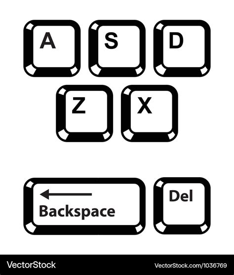 Keyboard keys buttons icons set - backspace Vector Image