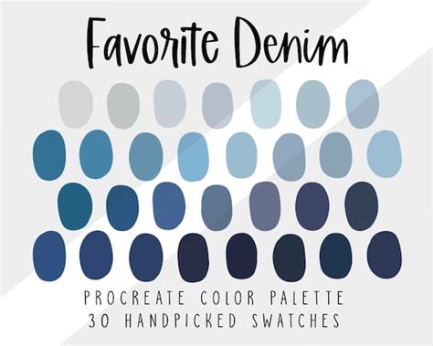 Denim Color Palette, Procreate Color Palette, Color Swatches, Color Palette, Rich Colors ...