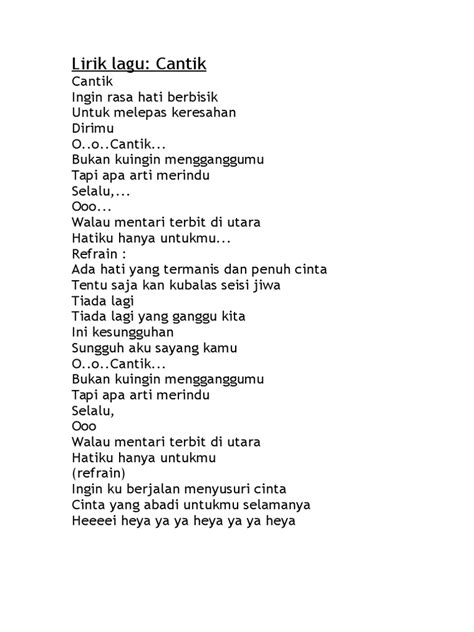 Lirik Lagu Cantik | PDF