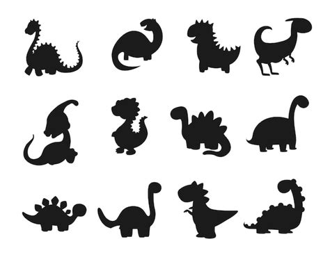 Premium Vector | Dinosaur cartoon animals scissors collection isolated vector silhouette