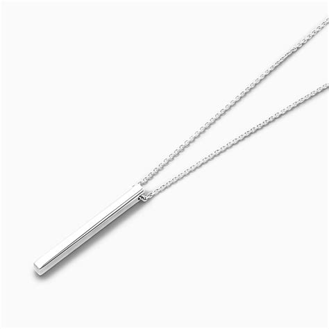 14K White Gold Bar Pendant Necklace-95037w14