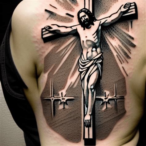 Silhouette of Jesus on the Cross As an American Traditional Tattoo · Creative Fabrica