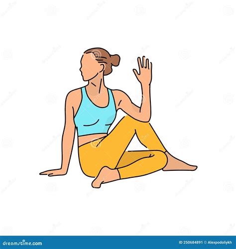 Ardha Matsyendrasana Color Line Illustration. Pictogram For Web Page Cartoon Vector ...