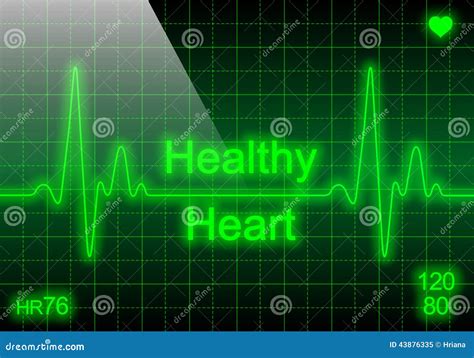 Healthy Heart on Green Heart Rate Monitor Stock Illustration - Illustration of monitoring ...